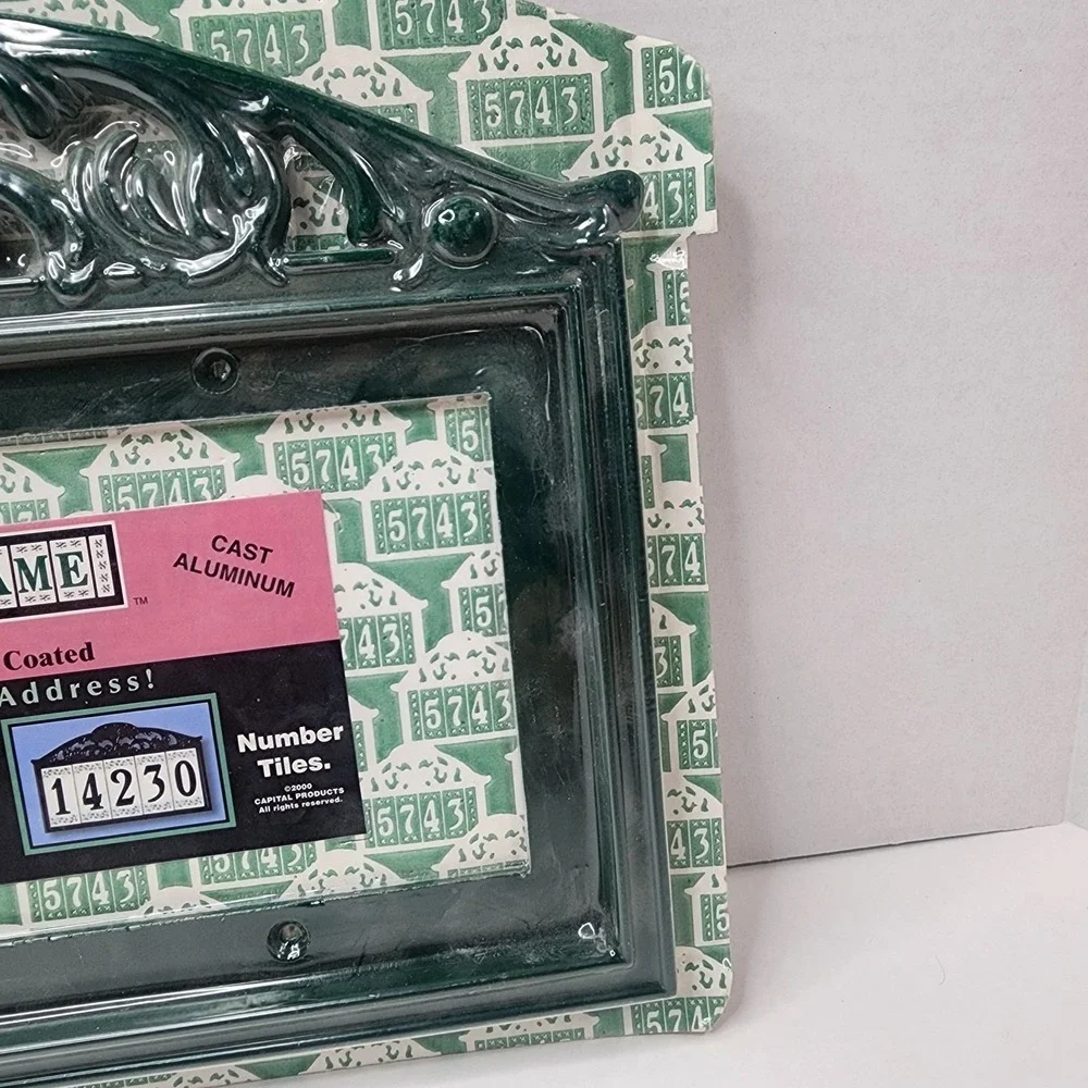 1998 Capital Products Ornate Green House Address Plaque Cast Aluminum New Sealed